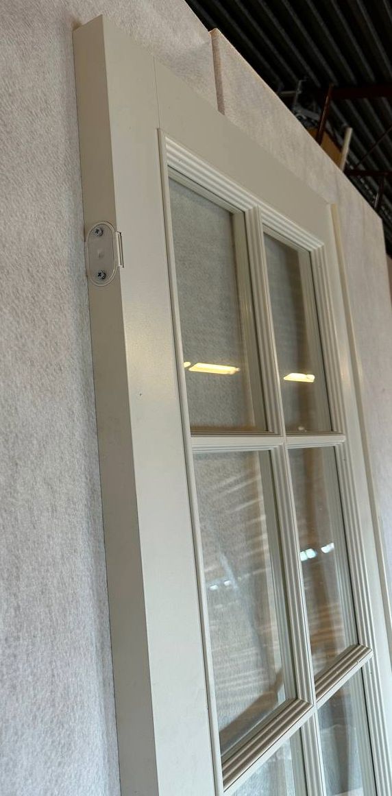 Hvit innerdør med seks glassfelt | Klassisk design | 204 x 74 cm
