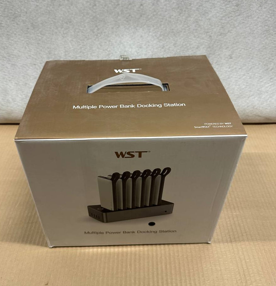 WST Multiple Power Bank Docking Station – 6 stk Powerbanks med ladestasjon (Svart)