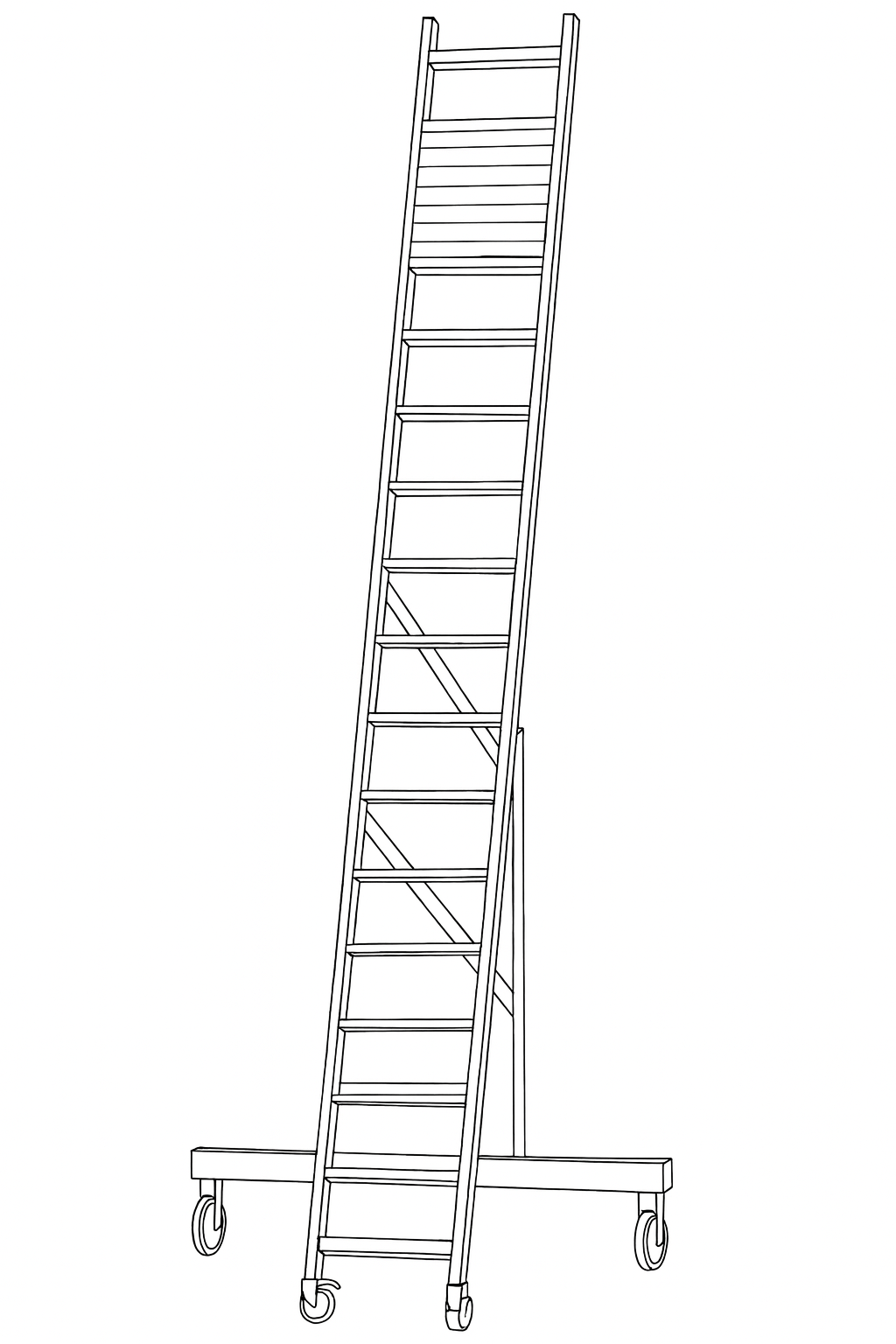 Industriell trappestige i aluminium med hjul – Laggo