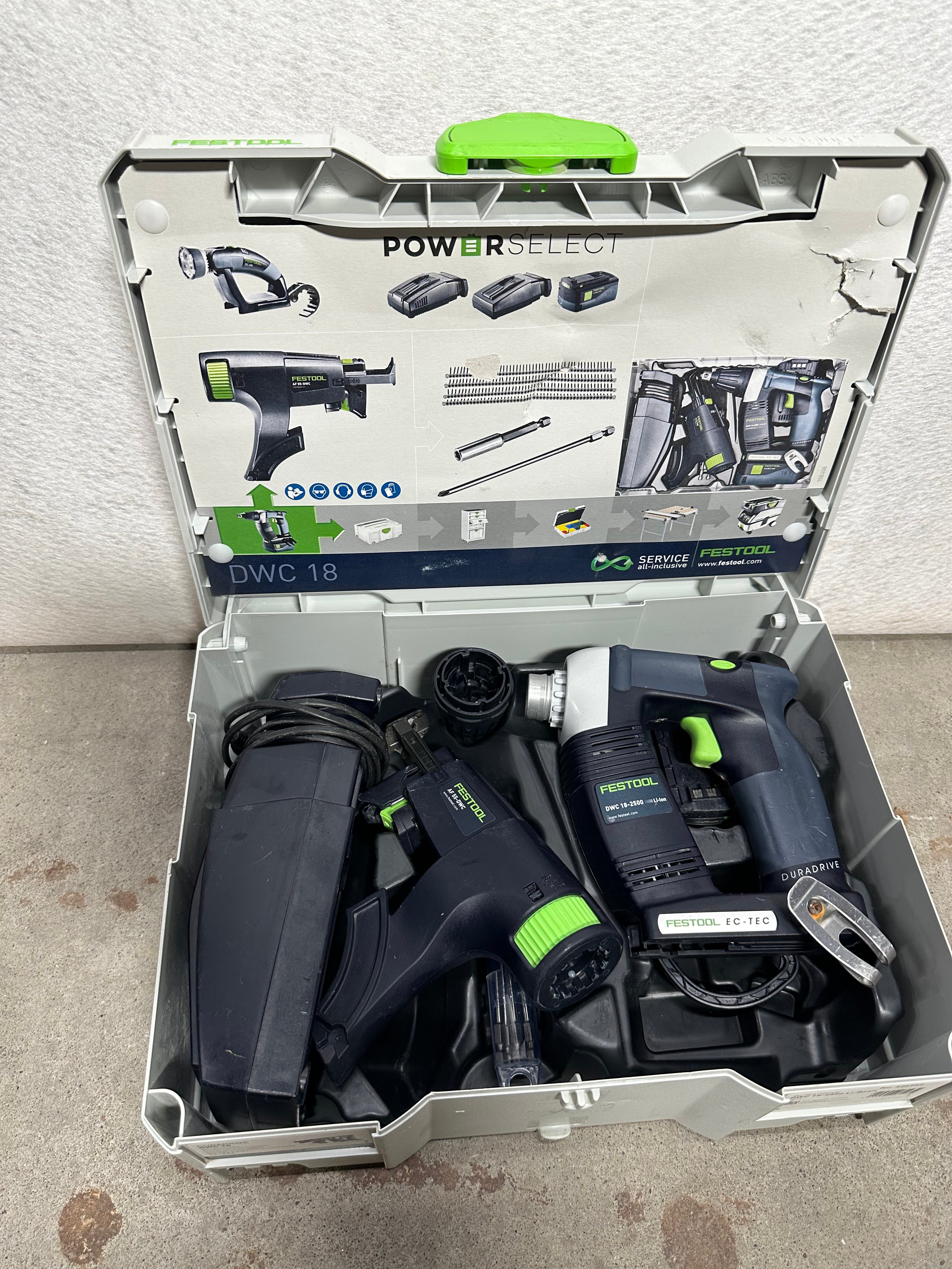 Festool DWC 18-2500 Skruautomat, AF 55 DWC magasininnsats, TCL 6 ladestasjon