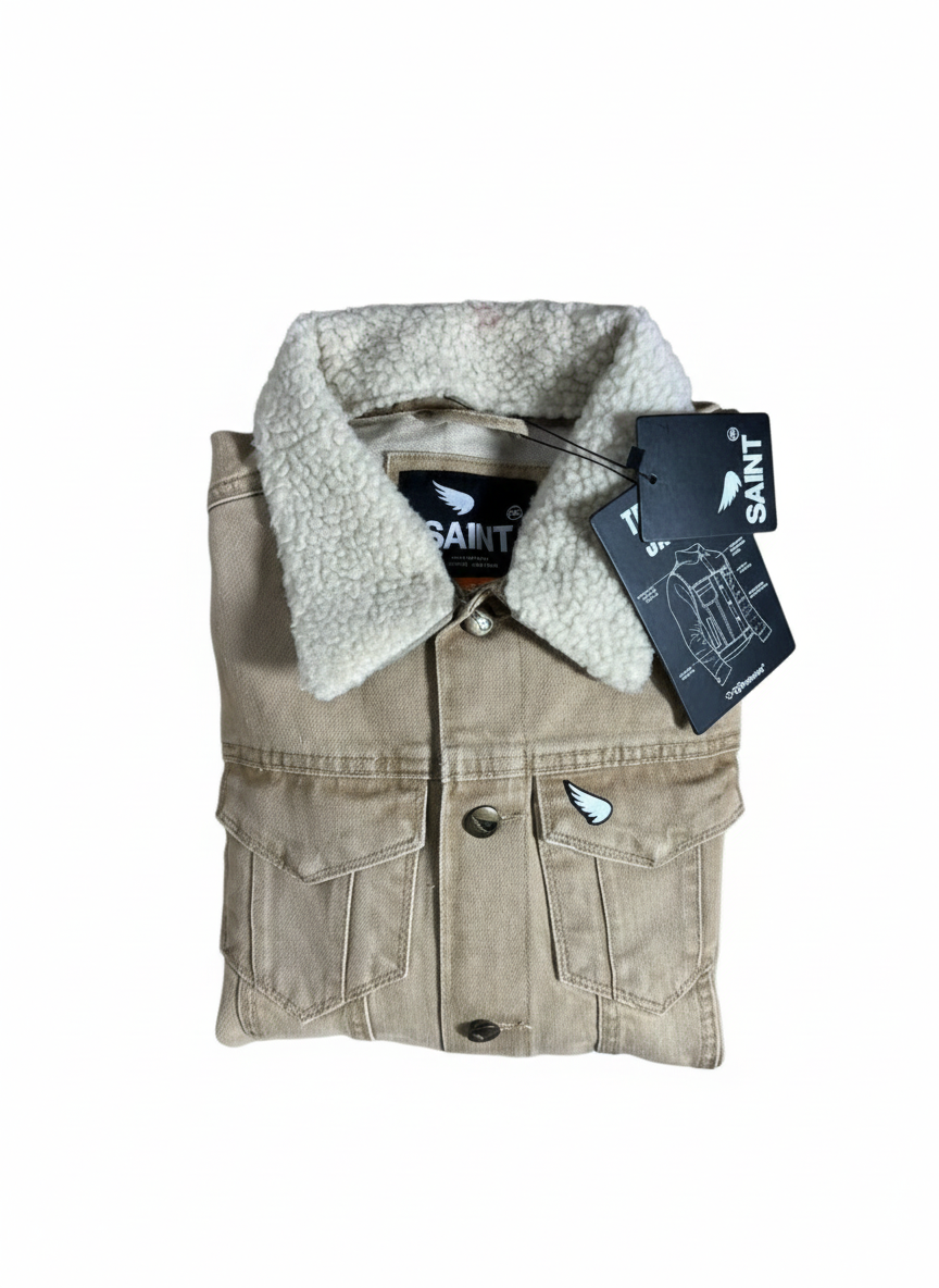 SAINT Trucker Jacket – Light Stone - Herre