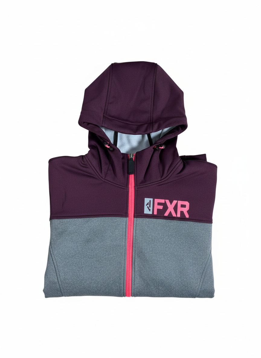 FXR W Ridge Lite Softshell Hoodie Grey Heather/Plum-Dame