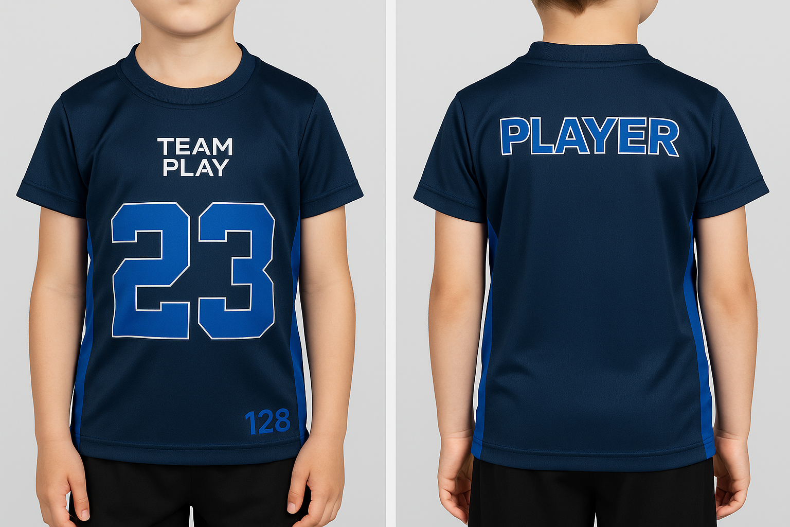 TEAM PLAY basketballtrøye marineblå med blå detaljer -Barn