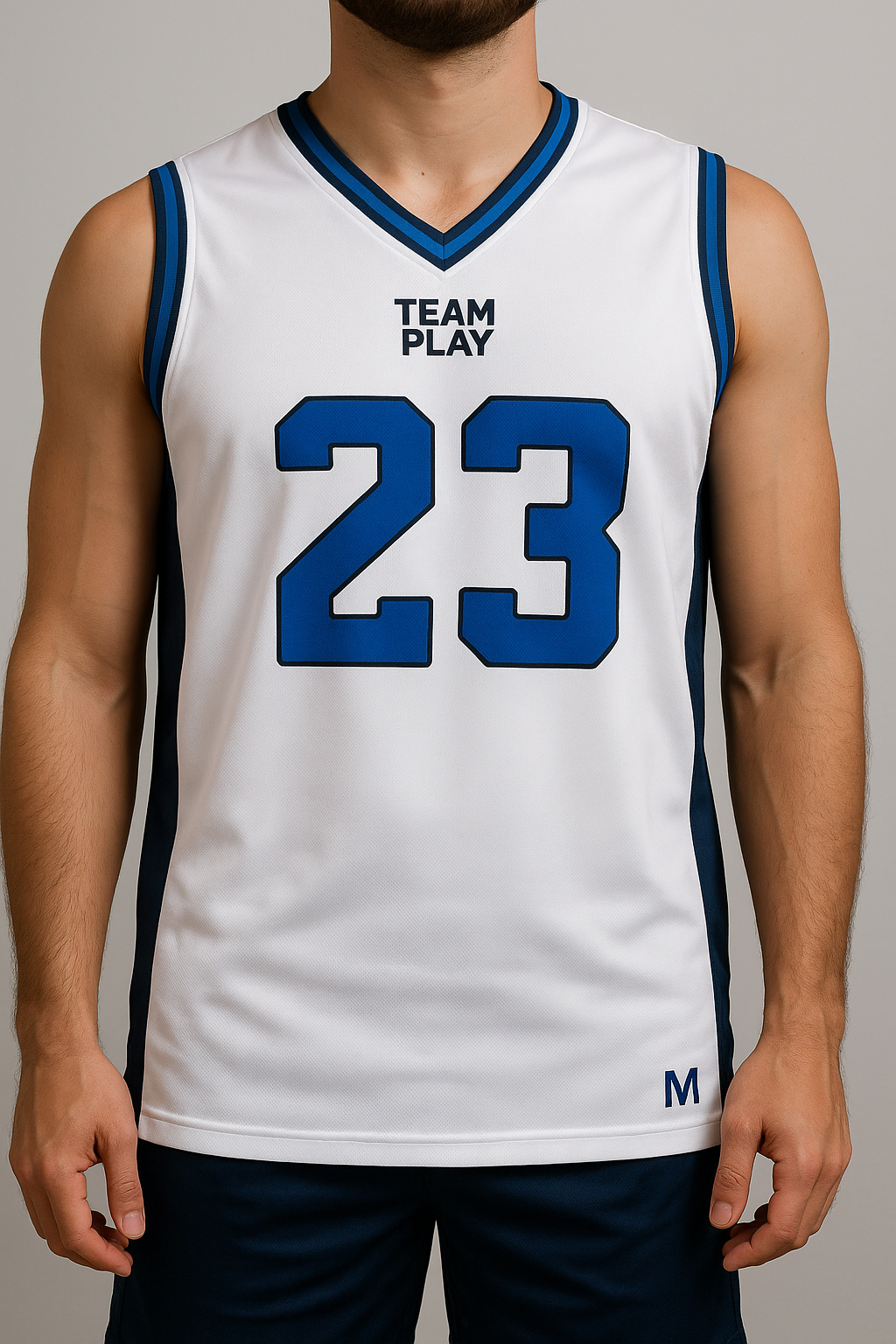 TEAM PLAY Vendbar baskettrøye marineblå/hvit- Herre