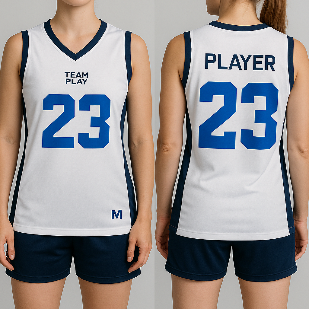 TEAM PLAY Vendbar baskettrøye marineblå/hvit- Dame