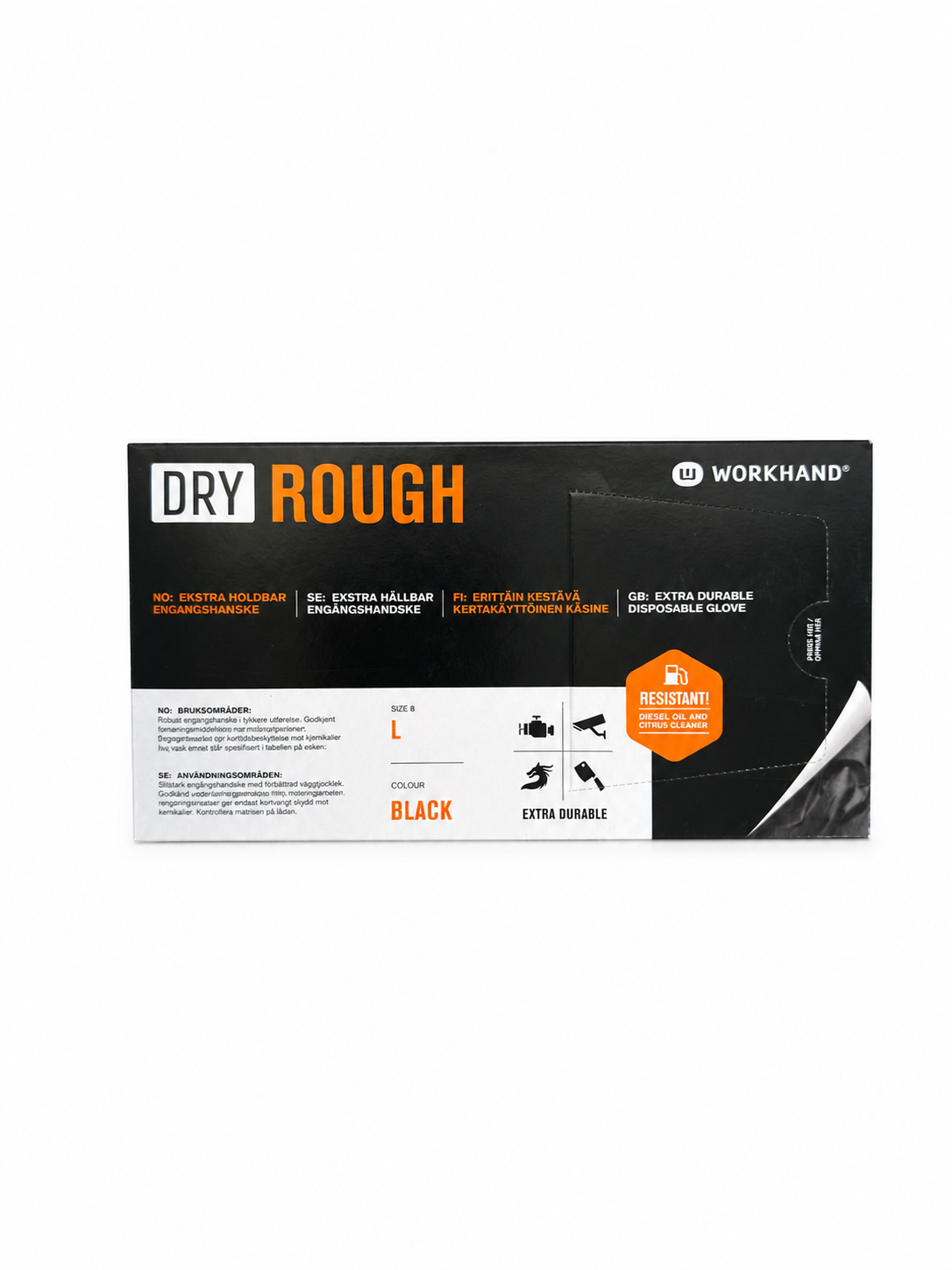 Workhand Dry Rough Nitril Engangshansker Sort – 100 stk