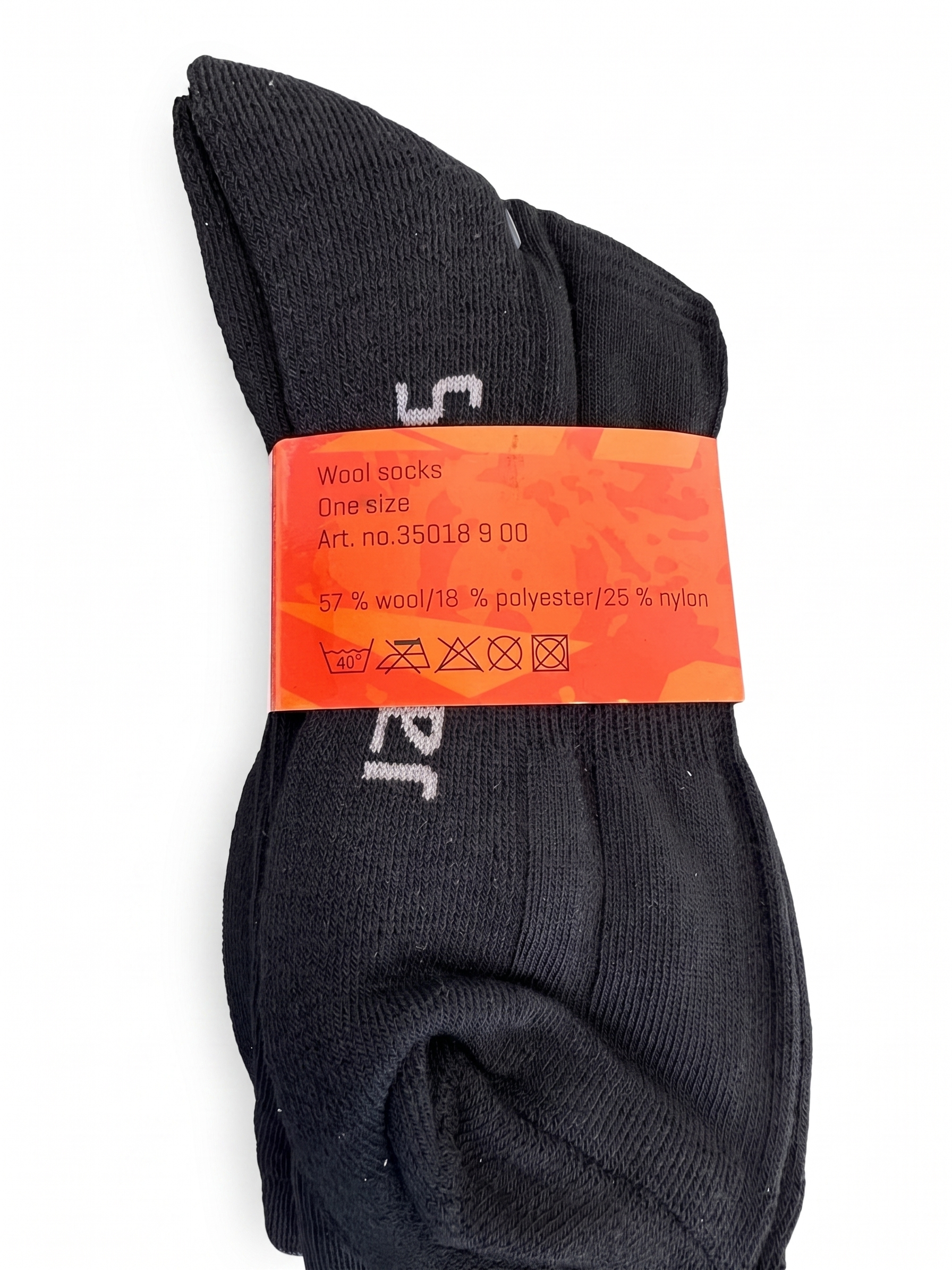 Synfiber Ullsokker Tynn Sort One Size 2-Pack