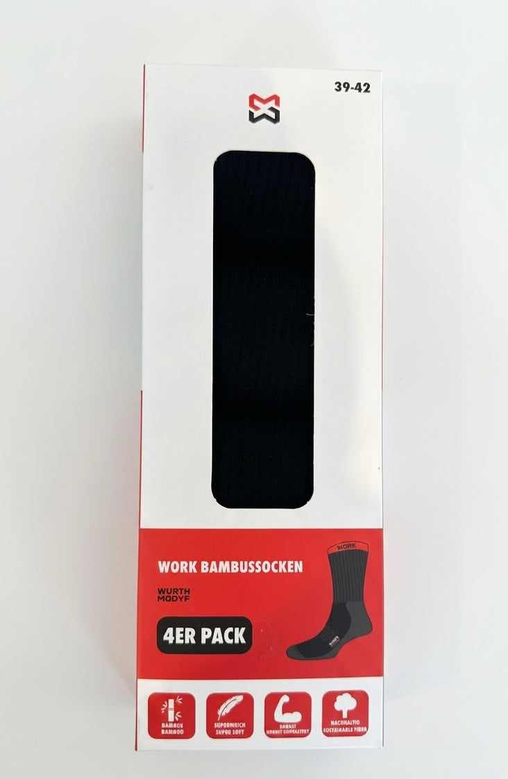 Modyf Work Bambussokker Robust Sort 4-pk