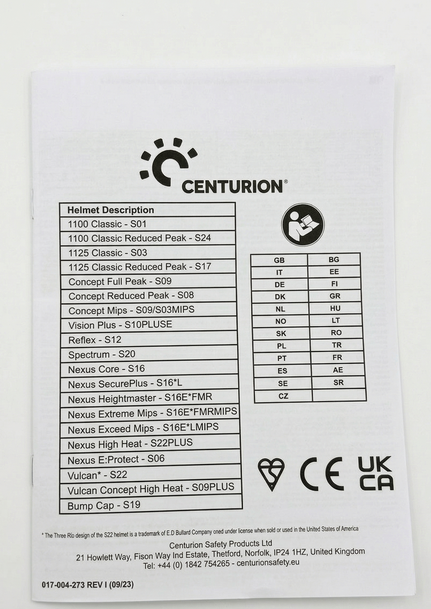 Centurion Nexus Core vernehjelm EN397 ventilert - Diverse farger