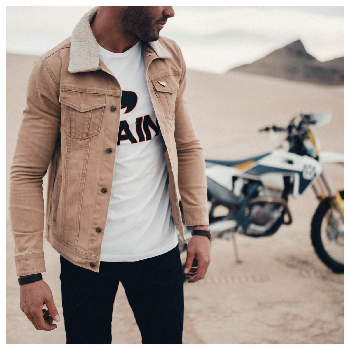 SAINT Trucker Jacket – Light Stone - Herre