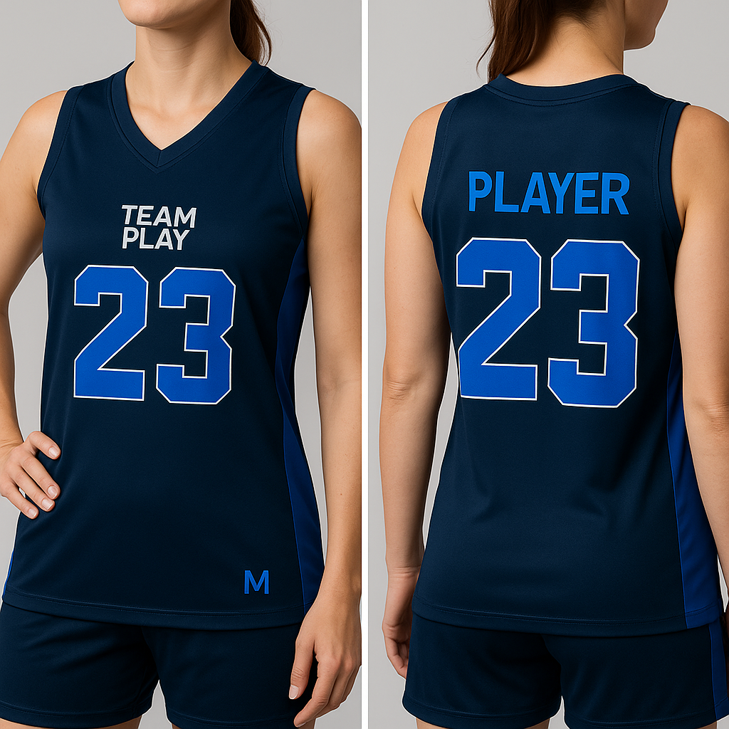 TEAM PLAY Vendbar baskettrøye marineblå/hvit- Dame