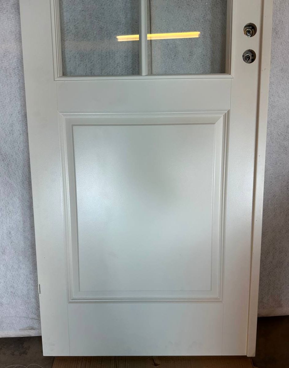 Hvit innerdør med seks glassfelt | Klassisk design | 204 x 74 cm