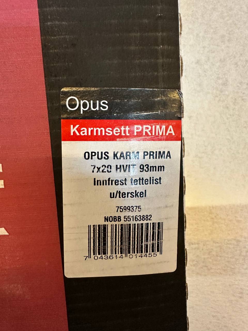 Opus Karm Prima 7×20 Hvit 93 mm u/terskel
