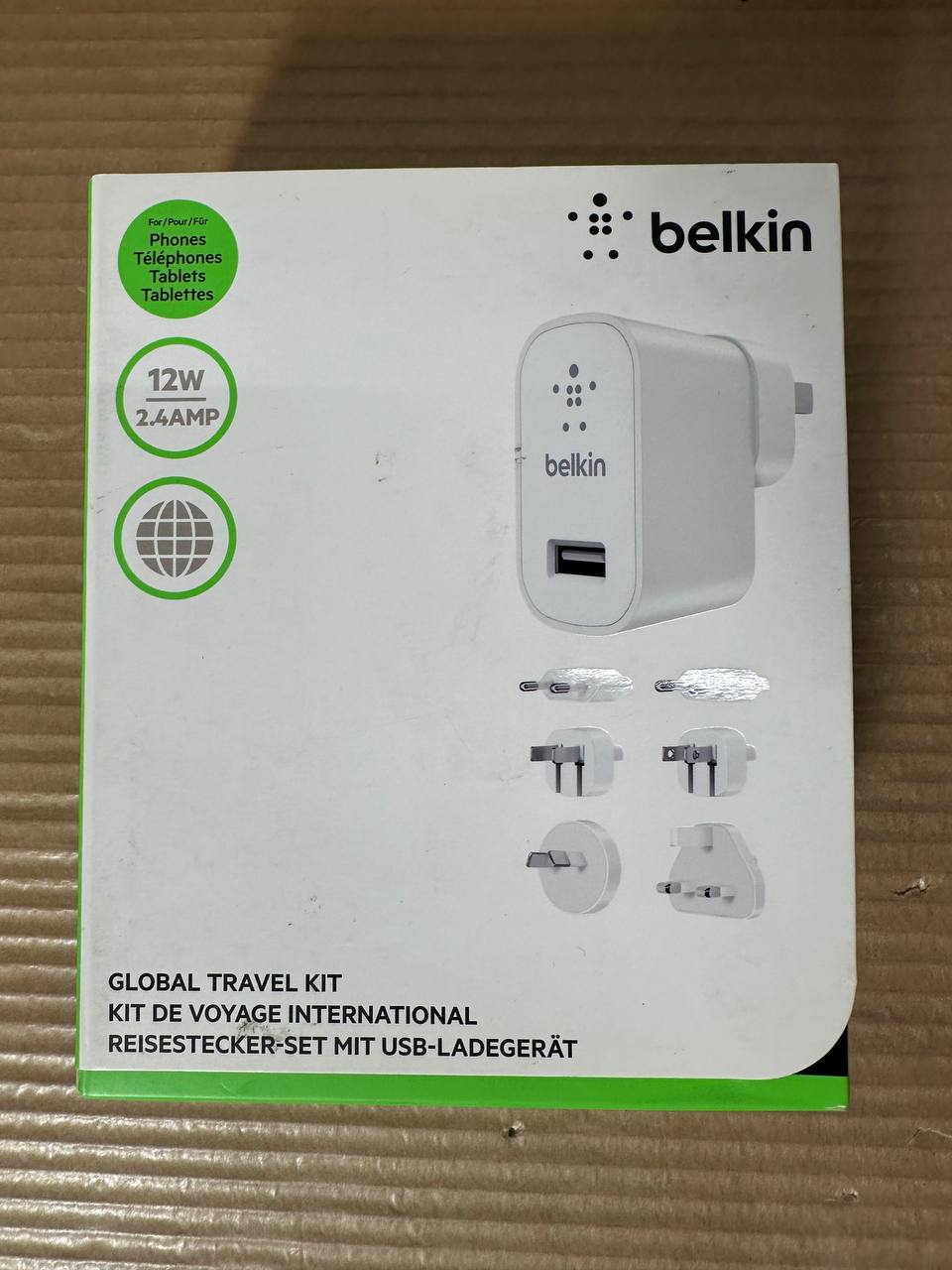 Belkin Global Travel Kit – USB Lader med Internasjonale Adaptere (12W/2.4A)