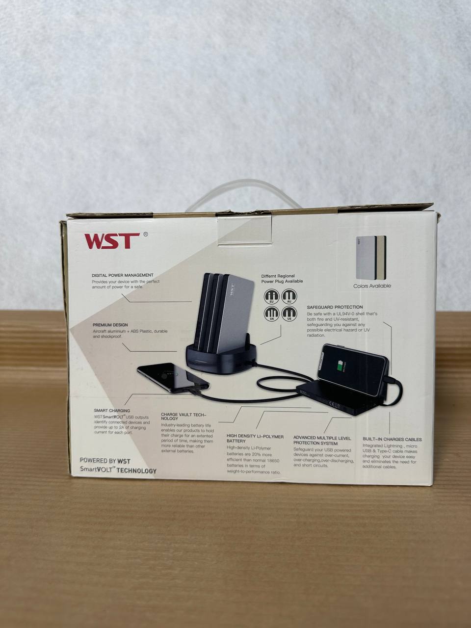 WST Multiple Power Bank Docking Station – 3 stk 8000mAh Powerbanks (Rose Gold)