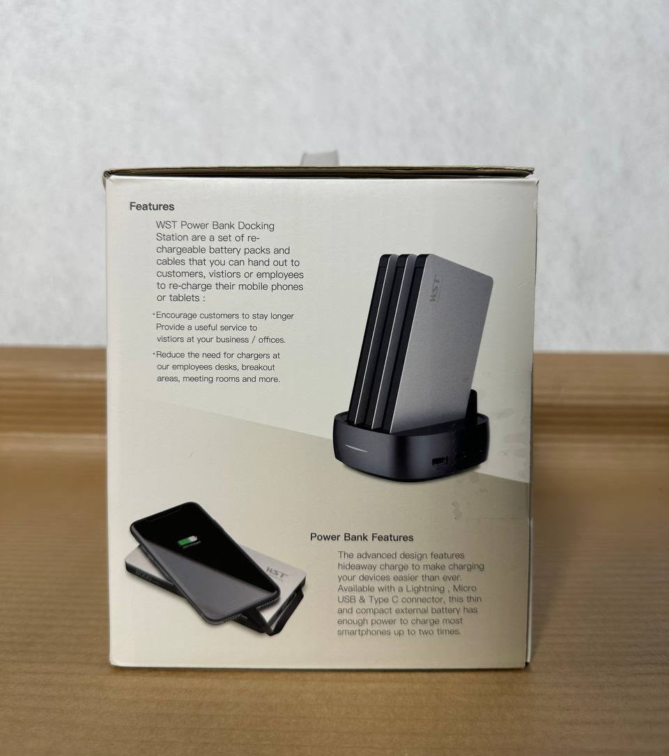 WST Multiple Power Bank Docking Station – 3 stk 8000mAh Powerbanks (Sølv)