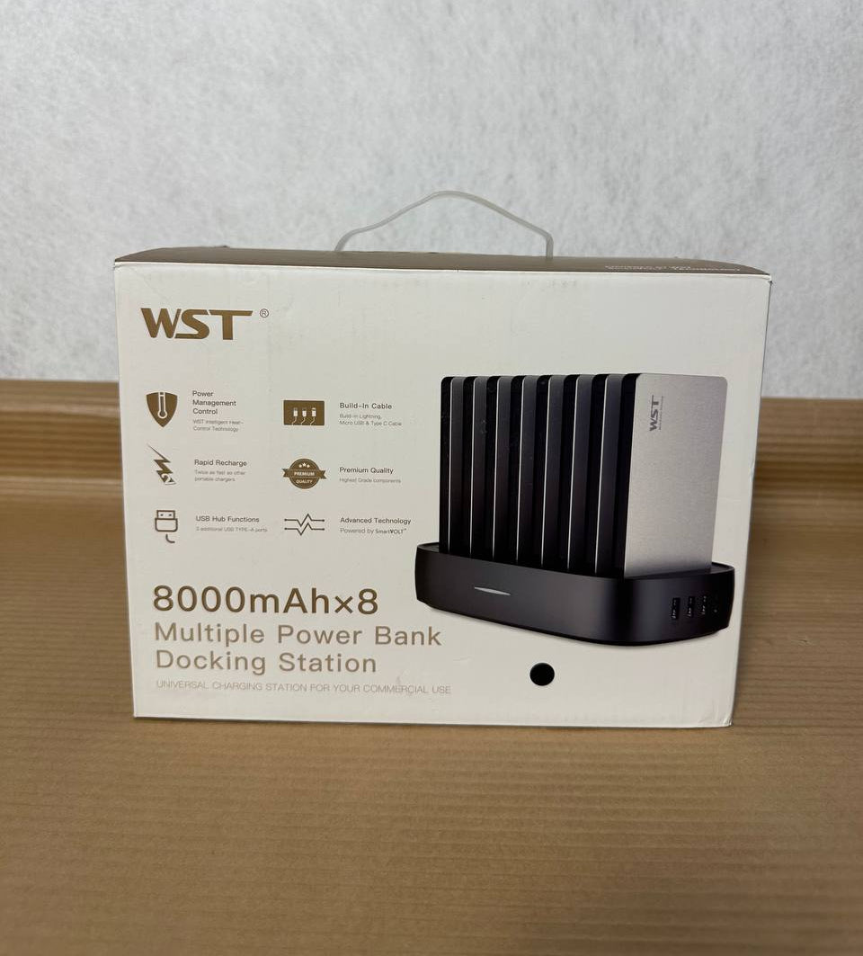 WST 8000mAh x 8 Multiple Power Bank Docking Station – Svart