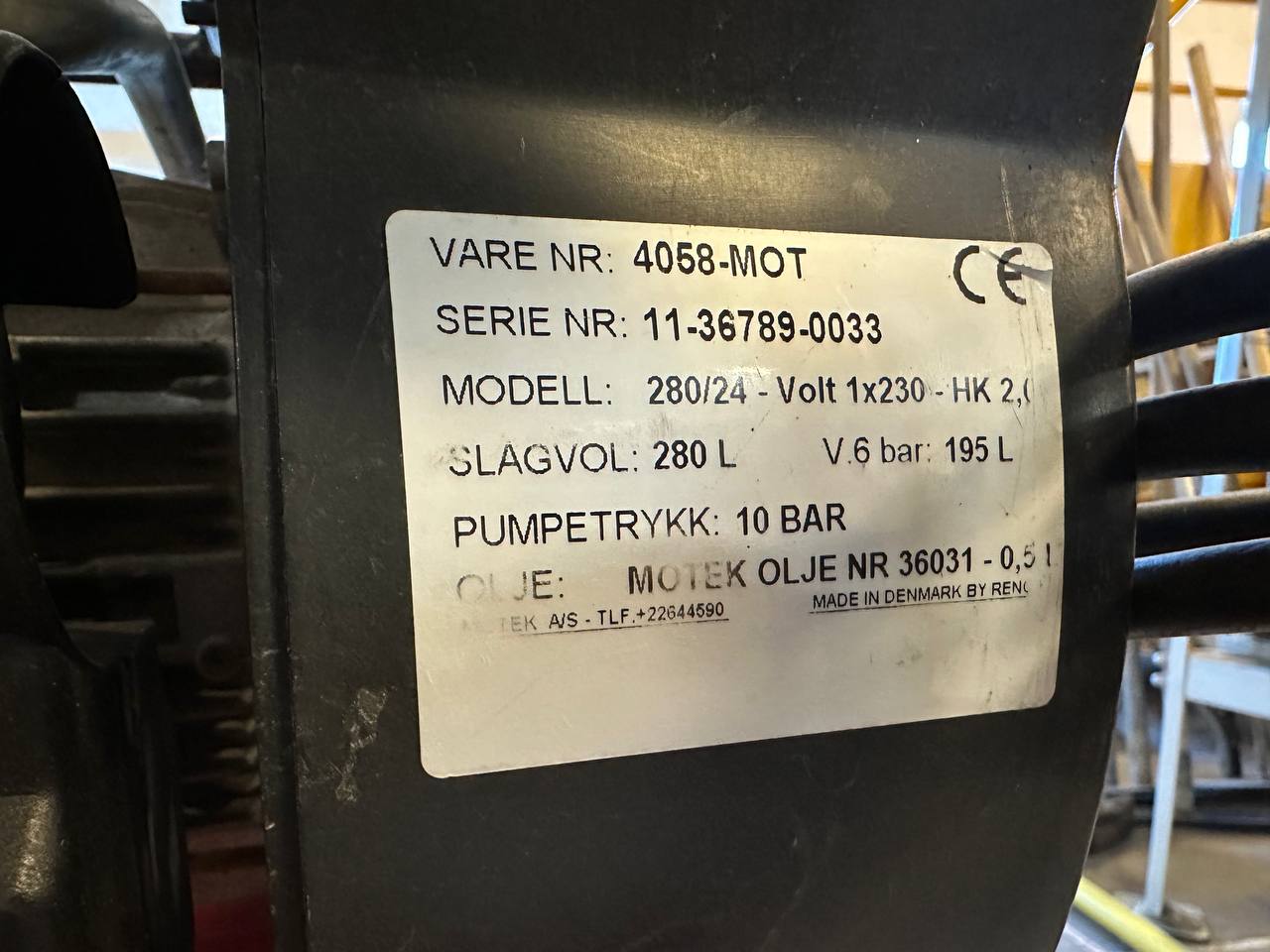 Motek 280/24 Kompressor | 24 L tank – 1,5 kW, 11 bar