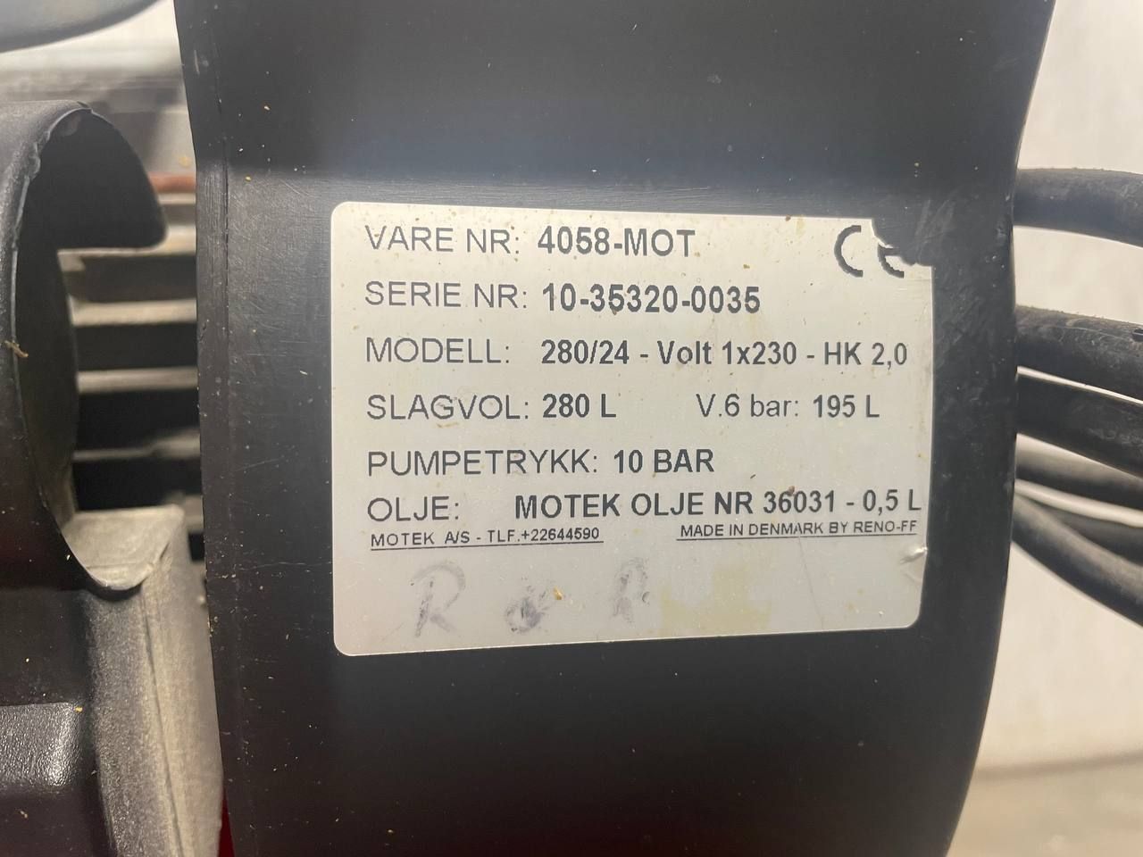 Motek 280/24 Kompressor | 24 L tank – 1,5 kW, 11 bar