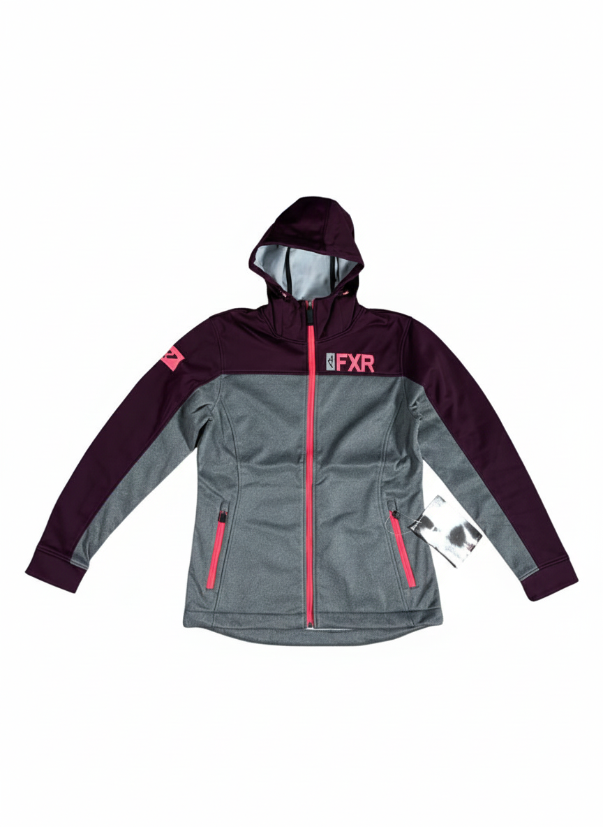 FXR W Ridge Lite Softshell Hoodie  Grey Heather/Plum-Dame