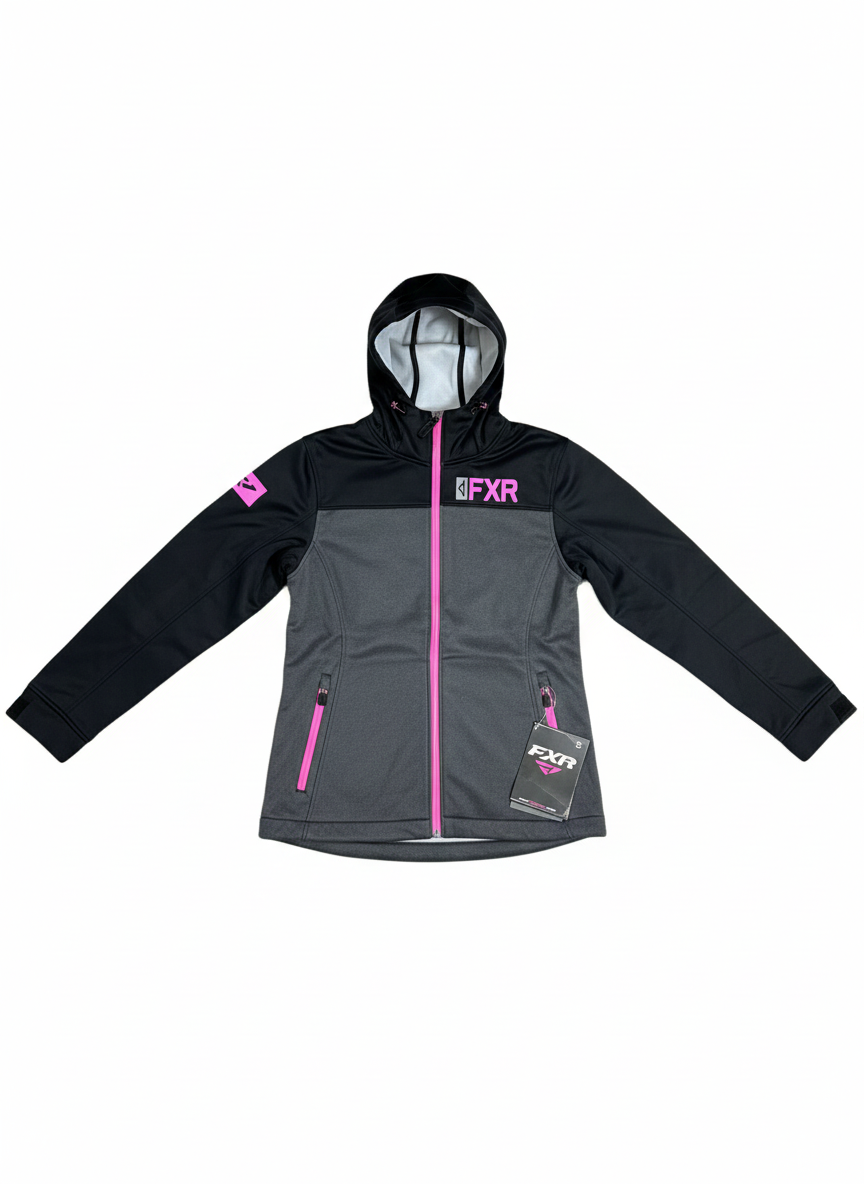 FXR W Ridge Lite Softshell Hoodie Char Heater/Elec Pink-Dame