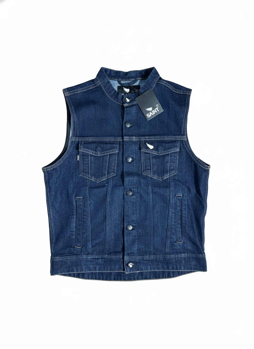 SAINT Moto Denim Vest Indigo- Herre
