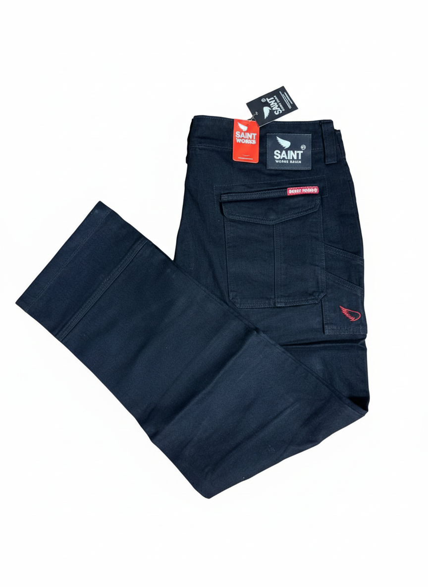 SAINT Works Cargo Jeans Black-Herre