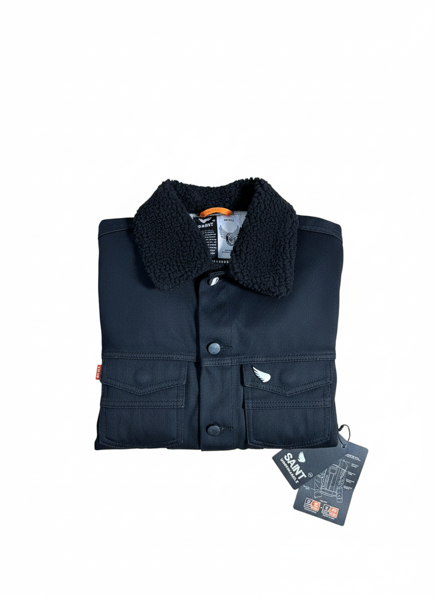 SA1NT Unbreakable Jacket Black m/ Sherling-krage- Herre