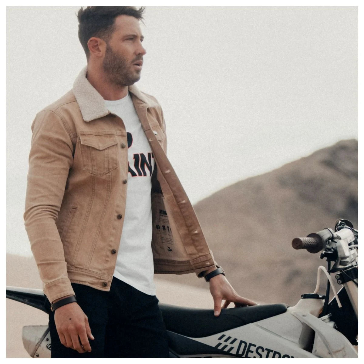 SAINT Trucker Jacket – Light Stone - Herre