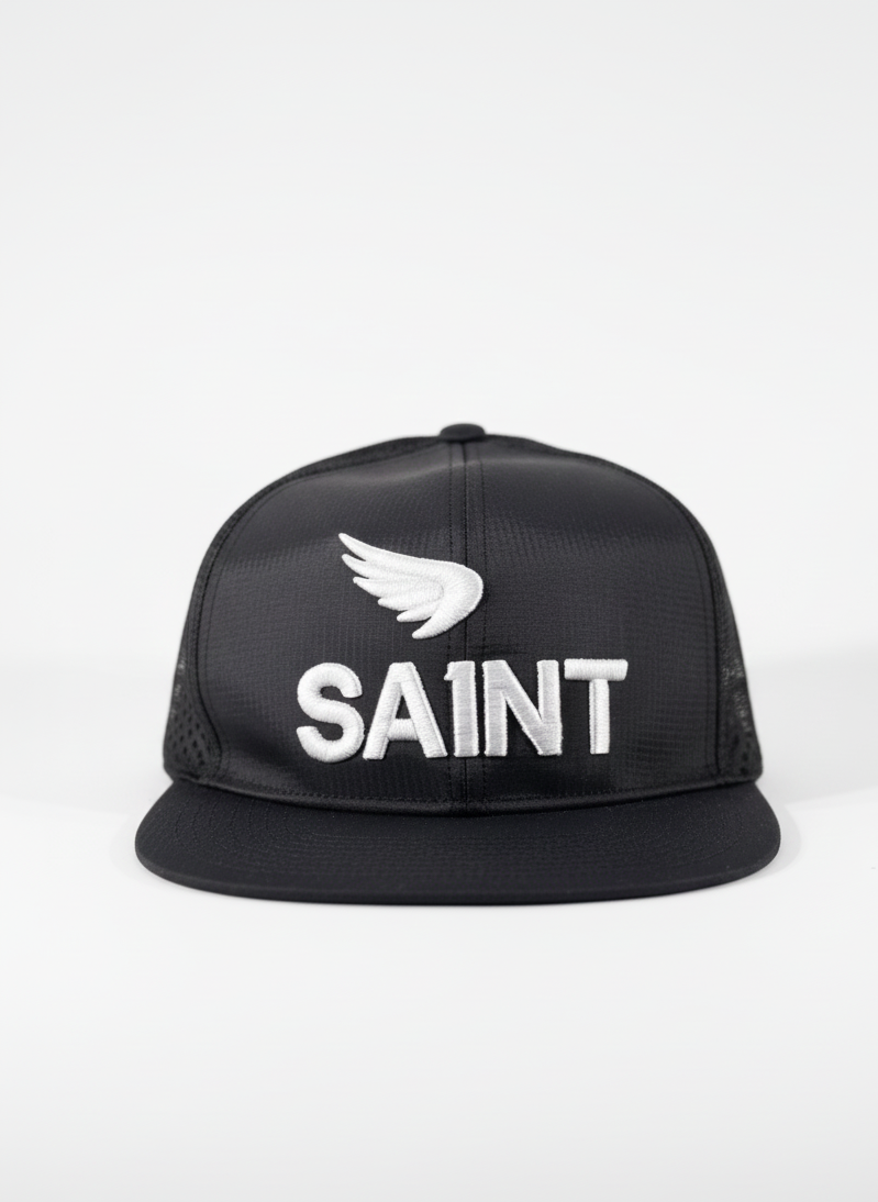 SA1NT Mesh Snapback Caps Black/White