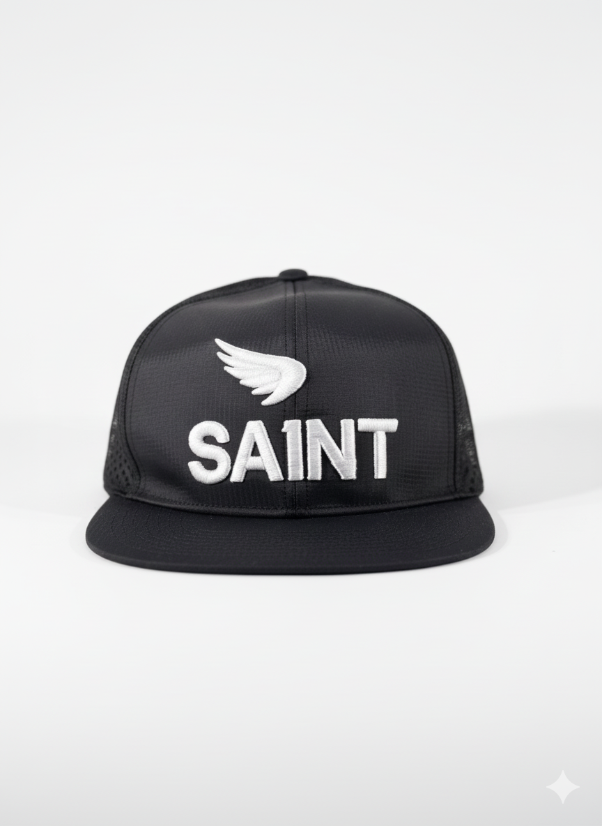 SA1NT Mesh Snapback Caps Black/White