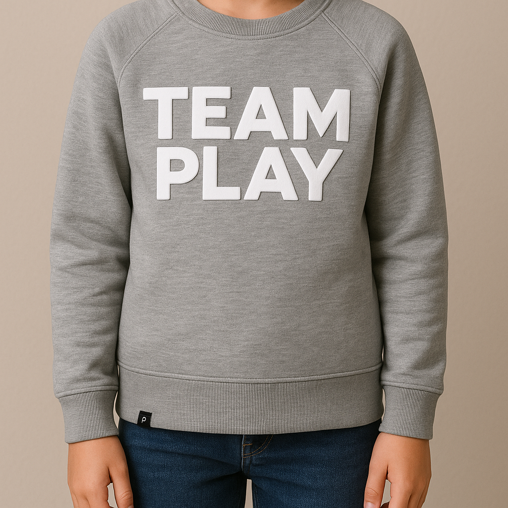 TEAM PLAY Grå Collegegenser- Barn