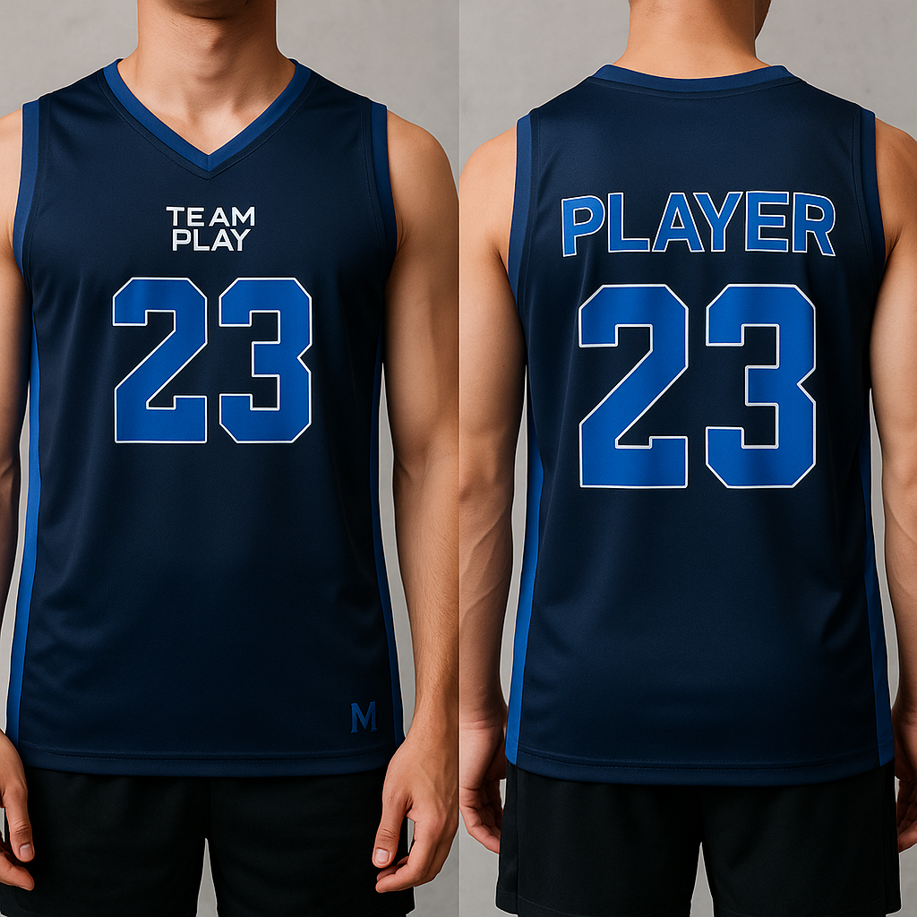 TEAM PLAY Baskettrøye Marineblå med blå detaljer- herre
