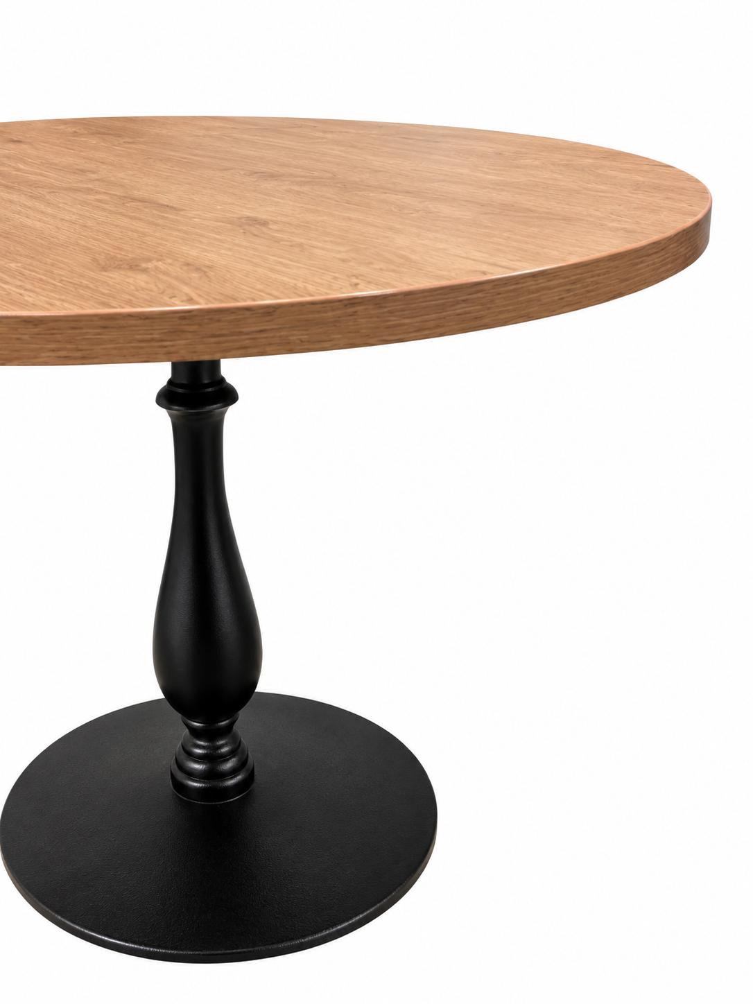 Rundt cafébord Ø100 cm – trelook bordplate med sort søylefot