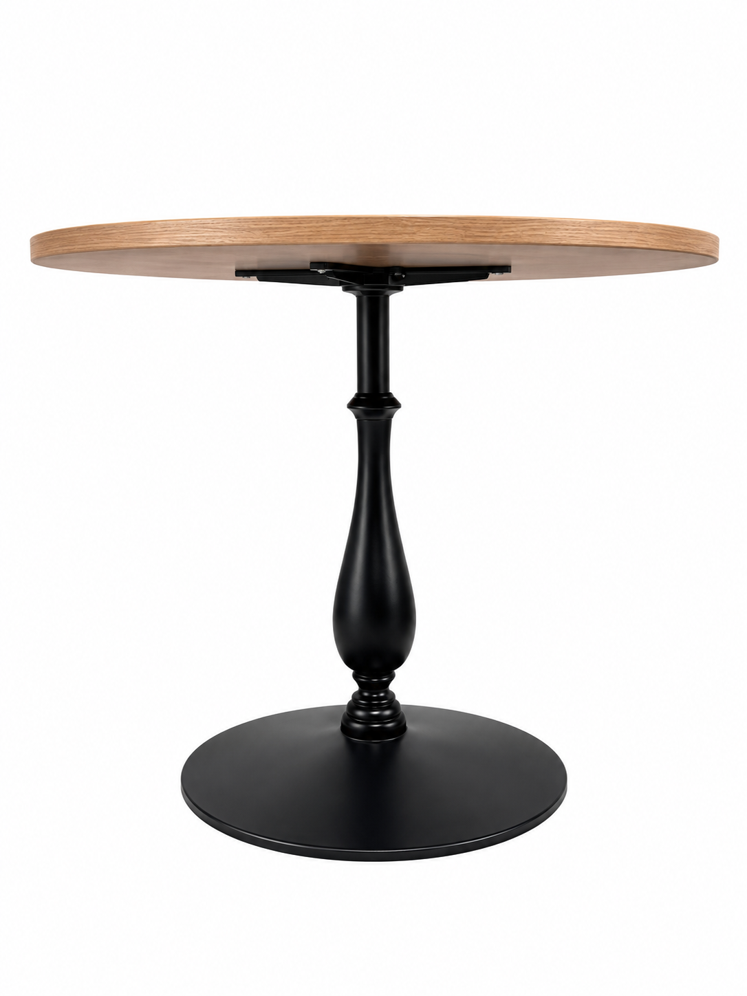 Rundt cafébord Ø100 cm – trelook bordplate med sort søylefot
