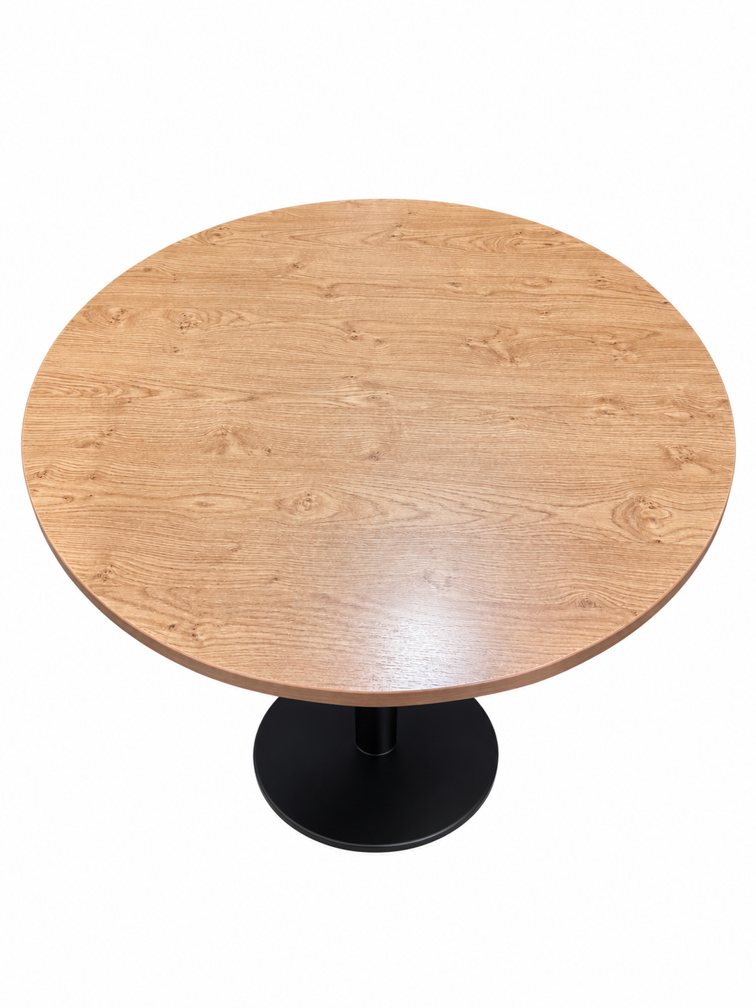 Rundt cafébord Ø100 cm – trelook bordplate med sort søylefot
