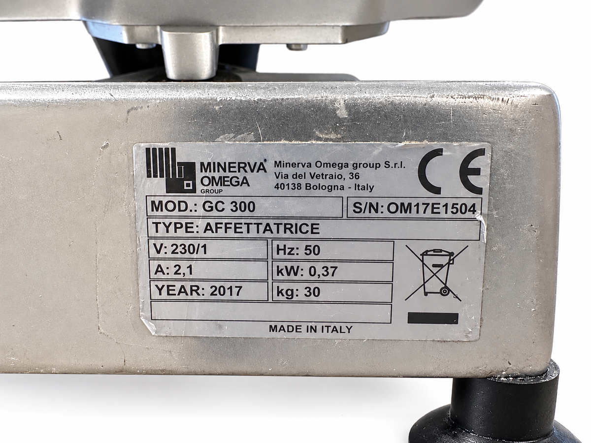 Minerva Omega GC 300 profesjonell påleggsmaskin / kjøttskjærer – 300 mm