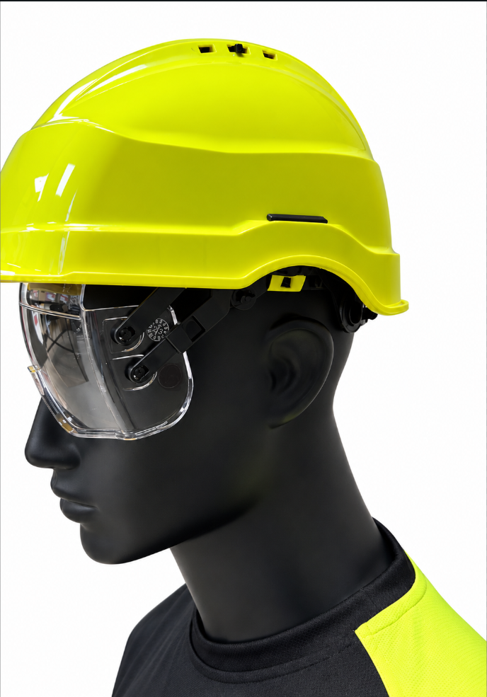 Vernehjelm Iris II High vis gul m/ visir EN397/EN166-1F