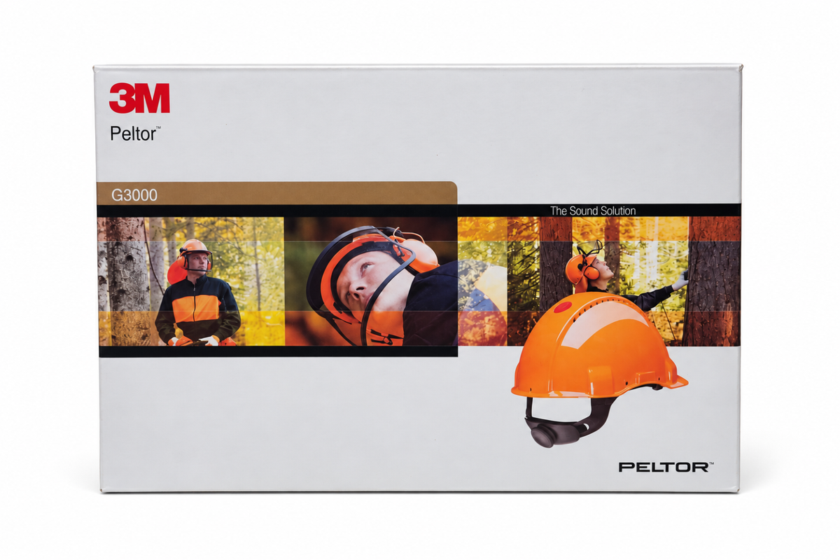 3M Peltor G3000 vernehjelm med nettingvisir og hørselvern – Oransje
