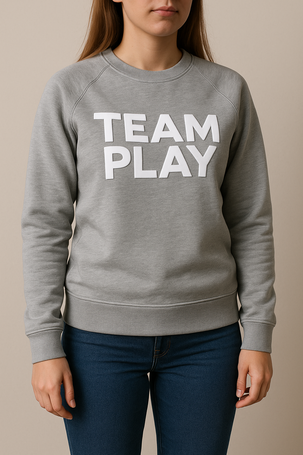 TEAM PLAY Grå Collegegenser-  Dame