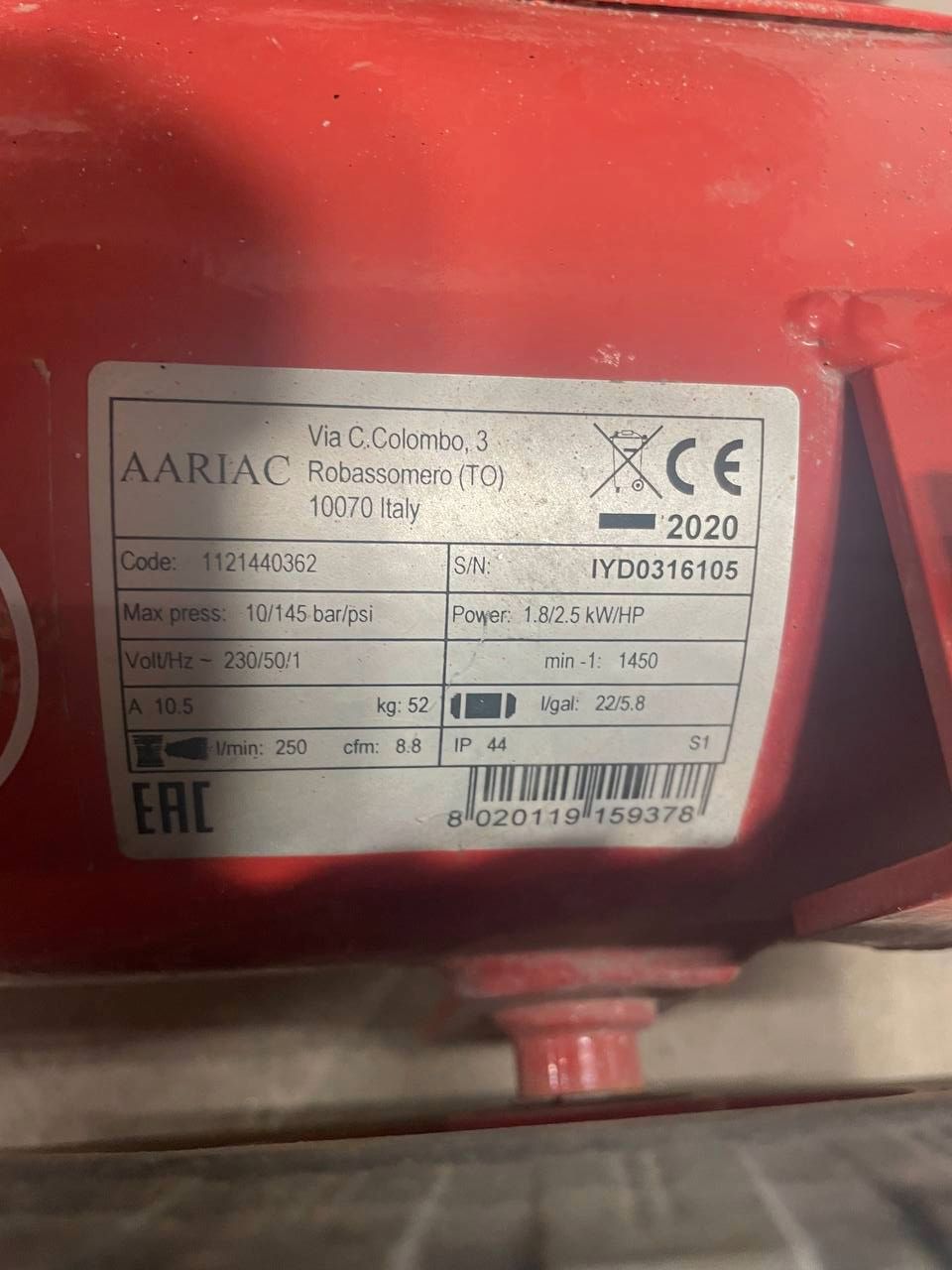 Kompressor Motek 380C0 | Oljefri, lavt turtall, 22 l, 10 bar